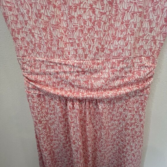 Lands’ End Pink and White Sailboat Cotton Dress Medium Tall 10-12 - Picture 6 of 11